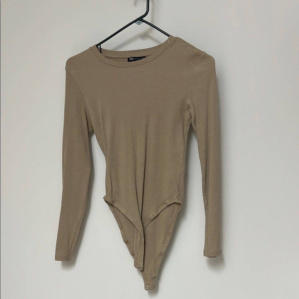 Tan Long Sleeve Bodysuit